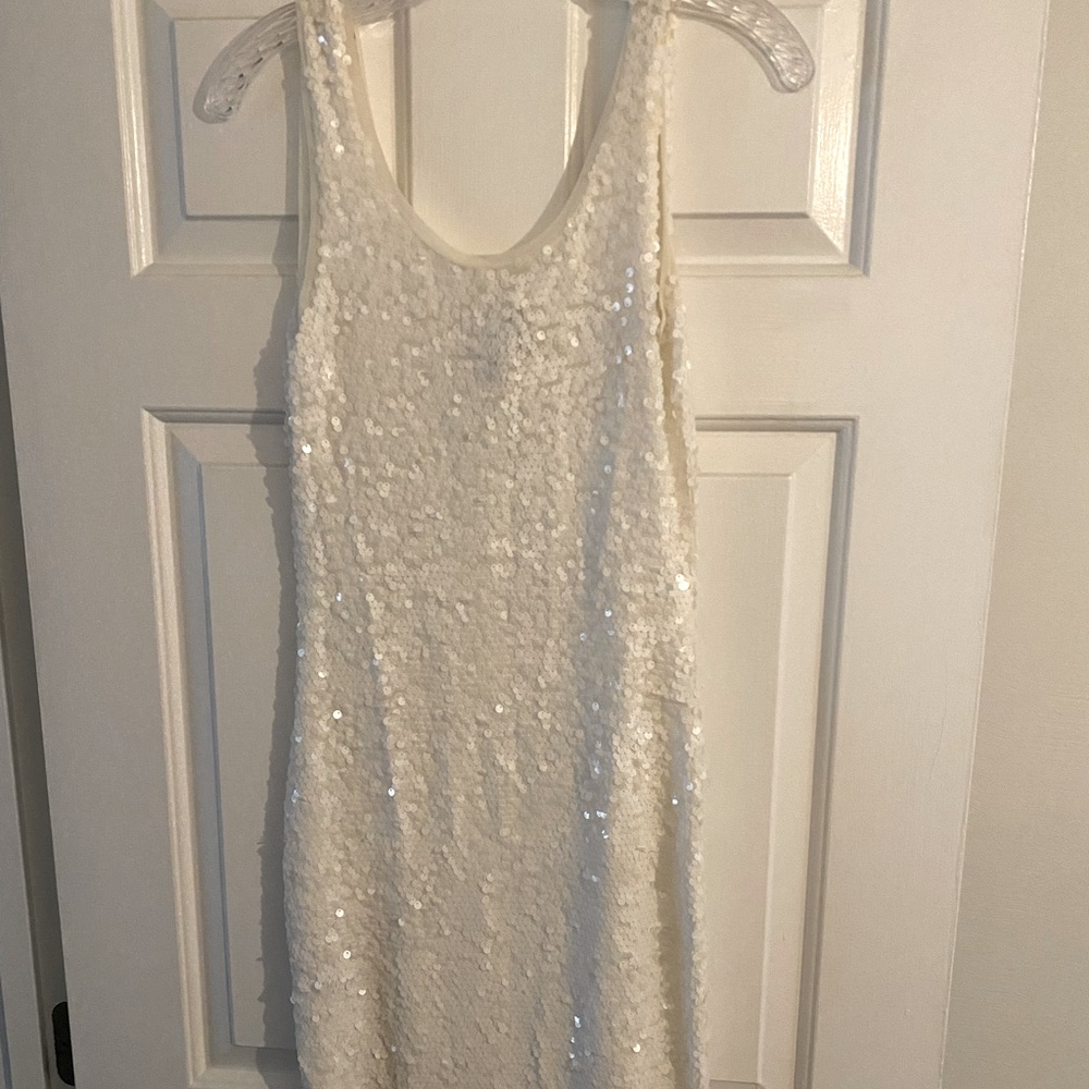 BCBG white sequin short dress